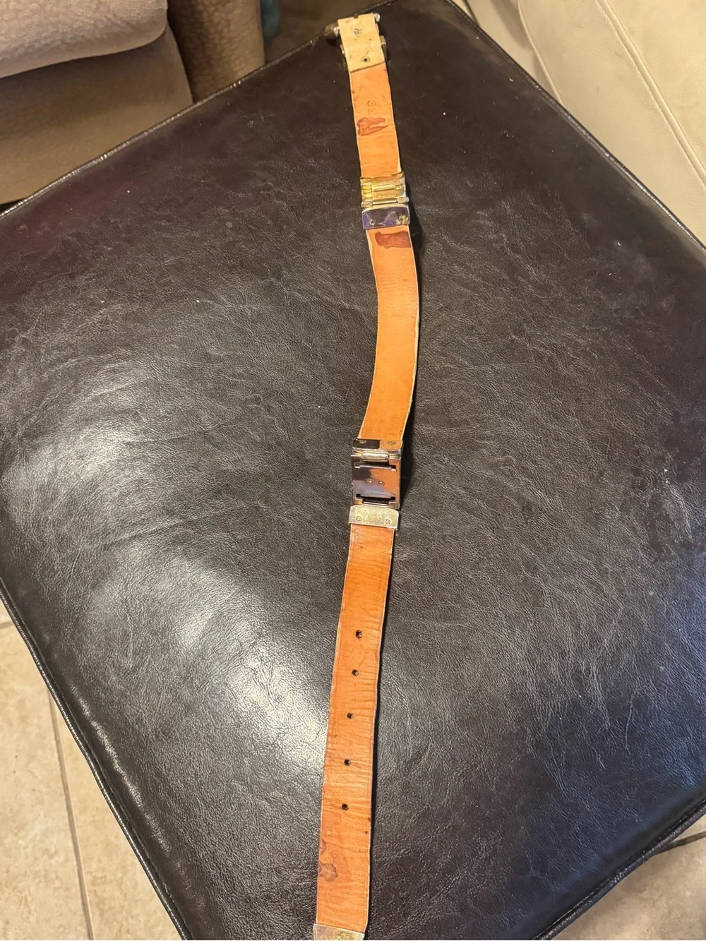 Kids Versage Leather Dress Belt with Gold Buckle